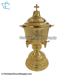 Fuente de Agua Bendita Tallada a Mano con 2 Grifos y Capacidad de 10 Litros |   Fuente de Agua Bendita de Latón para Iglesia – Export Corporation - Product Image 2
