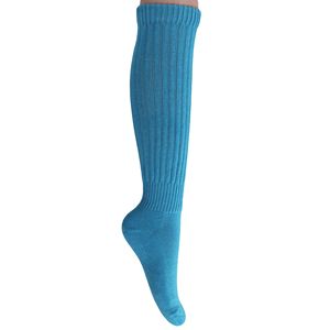 Turquoise Blue Cotton Women's Slouchy Scrunch <b>Socks</b> <b>Knee</b> <b>High</b>-Shoe Size 5 to 10 - Product Image 2