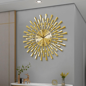 Large Gold Sunburst Metal Wall <b>Clock</b> <b>Modern</b> Decorative <b>Clock</b> with Arabic Numerals for Living Room Dining Room Home Office - Product Image 4