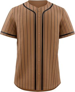 Maillot de baseball marron uni pour homme, manches courtes, col en V, respirant, anti-humidité, polyester, imprimé par transfert thermique, coupe classique - Product Image 1