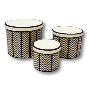 Panier de rangement en bambou fait main avec couvercle, boîte de rangement ronde tressée pour la maison, la cuisine et la salle de bain - Product Image 3