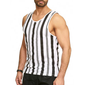 Camiseta sin Mangas a Rayas para Hombre, Moderna, Transpirable, Deportiva, de Algodón, Ideal para la Playa, Fitness y Uso Diario, Venta al Por Mayor - Product Image 4