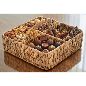 Vietnamese Water Hyacinth <b>Storage</b> <b>Tray</b> Square 4 Compartment, Boho Serving Basket for Eid Ramadan, Chocolate Nuts Organizer - Product Image 3