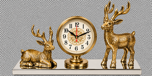 Decorative Deer and Stag Table <b>Clock</b> with Antique Metal Finish Elegant Wildlife Figurine <b>Mantel</b> <b>Clock</b> for Luxury Home Office - Product Image 2