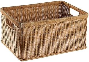 High Recommend Rectangle <b>Plastic</b> Rattan <b>Basket</b> Customizable Household Eco-Friendly Multifunction Storage Hamper Made in Vietnam - Product Image 3