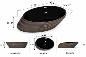 Lavabo Ovalado de Cerámica Negra de Estilo Europeo Moderno, Lavabo de Sobremesa para Baño de Hotel - Product Image 2