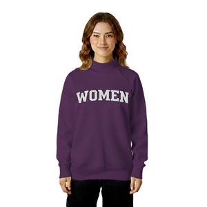 Women's Purple Oversized Mock Neck Women Graphic Sweatshirt <b>Drop</b> Shoulder Long Sleeve Casual Fleece Pullover Loose Fit Soft Cozy - Product Image 1