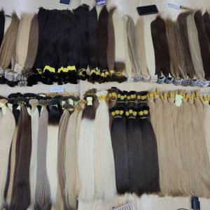 Extensiones de cabello humano natural y liso a granel, pelo Remy virgen natural, cutícula alineada, de fábrica mayorista - Product Image 3