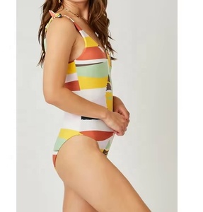 Ropa de playa de una pieza transpirable de cintura alta para mujer, traje de baño estilo sujetador sin mangas XS estampado de verano Sexy personalizado - Product Image 2