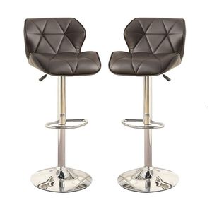 Cucina moderna isola sgabelli da Bar in ecopelle marrone altezza da banco con alzata a Gas regolabile Set Base cromata di 2 - Product Image 3