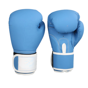 Gants de boxe unisexes respirants en PU blanc avec sangles de poignet à boucles et crochets noires pour les 14 ans et plus - Product Image 5