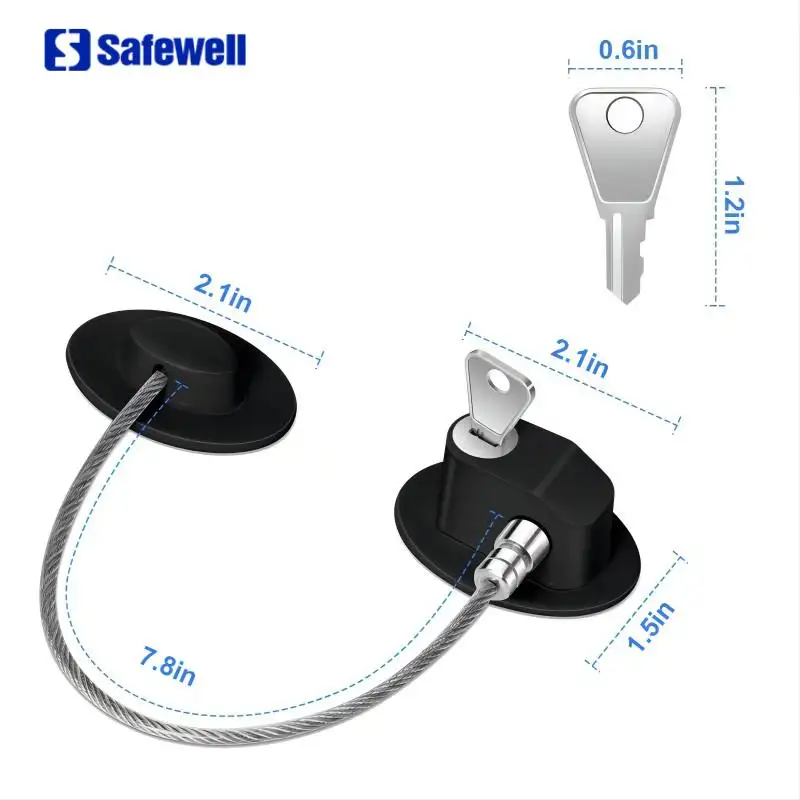 Safewell格安ホットセールブラック冷蔵庫オープニングセキュリティケーブルドアロックキーロックキー付き冷蔵庫冷凍庫ロック