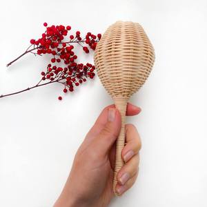 Sonajero de mimbre ecológico tejido a mano para bebés, juguete de mimbre para niños, estilo vintage, juguete de dentición de mimbre, juego sensorial para niños pequeños - Product Image 4