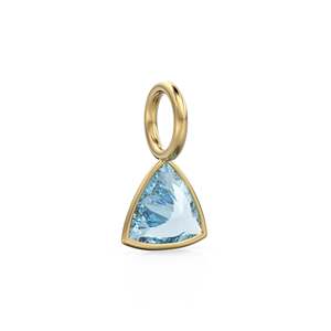 Aquamarine 5mm 14k Yellow <b>Solid</b> <b>Gold</b> Charm <b>Pendant</b> Bezel Jewelry Finding / March Birthstone / Trillion Cut Blue Gemstone - Product Image 4