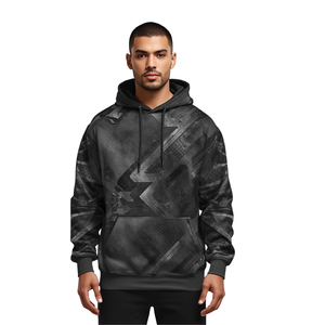 Sweat à capuche personnalisé pour homme, gris anthracite, 100% coton, logo sublimé, graphisme carbone, coupe classique, vêtements de mode automne - Product Image 1
