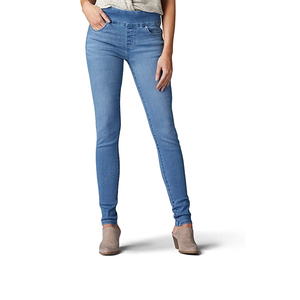 Pantalones vaqueros de mujer al por mayor con dobladillo sin rematar, cintura alta, de mezclilla, con borde deshilachado personalizado, desgastados, de pierna ancha - Product Image 1