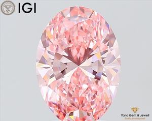 เพชรทรงรี CVD ผลิตในห้องปฏิบัติการ สีชมพูสดใส ระดับความสะอาด VS2 พร้อมใบรับรอง IGI น้ำหนัก 3.50 กะรัต เหมาะสำหรับติดตั้งเป็นเพชรเม็ดเดี่ยว - Product Image 1