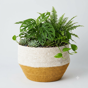 Maceta Bohemia Tejida a Mano de Seagrass con Rayas para Interiores y Exteriores, Decoración de Patio y Jardín, Macetas y Jardineras - Product Image 4