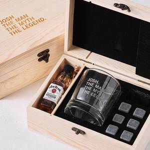Juego de Vasos de Whisky Rectangulares de Madera Ecológicos Hechos a Mano en Caja |   Aniversario de Cumpleaños |   Acabado Premium |   Pedidos al por Mayor |   Directo - Product Image 2