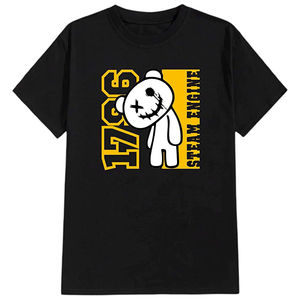 T-shirt noir à manches courtes pour homme, col rond, coupe classique, en jersey de coton, style streetwear, imprimé éclair, logo 90 sur le devant - Product Image 5