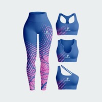 T-Stitch Lab Ensemble de football pour femme : Leggings taille mi-haute et Brassière de sport à bretelles ajustables, couleur unie, côtelé, sans couture, extensible dans les 4 sens