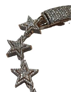 Forma redonda blanca Moissanite Diseño de Estrella de plata esterlina Cadena de eslabones cubanos Hermoso colgante personalizado Regalo para ella - Product Image 2