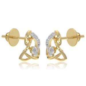 Boucles d'oreilles clous géométriques à monture ouverte en or jaune avec diamant de laboratoire triangulaire - Product Image 4