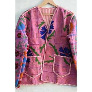 Chaqueta de Algodón Bordada y Acolchada Hecha a Mano con Diseño Khambadiya, Transpirable, Estilo Bohemio, con Parches, Cuello Alto, Estilo Indio Vintage - Product Image 2