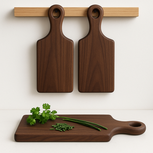 เขียงไม้กระถินพร้อมด้ามจับ รูปทรงแปลกตา เขียงครัว เขียงเสิร์ฟ ชีส - Product Image 5