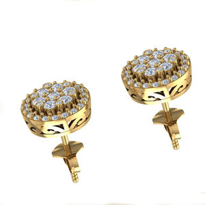 Sparkling 14K Gold Lab ที่เติบโตขึ้นต่างหูสตั๊ดเพชรที่ยอดเยี่ยมตัด VVS2ชุบทองทันสมัยเครื่องประดับชั้นดีของขวัญวันเกิด - Product Image 2