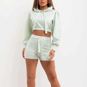 Conjunto de Sudadera Corta con Capucha y Pantalones Cortos de Ciclismo con Cremallera para Mujer, Conjunto de 2 Piezas, Ropa Deportiva de Verano para Mujer - Product Image 4