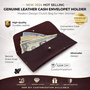 Nouveau Portefeuille Porte-Billets en Cuir Véritable Tendance 2024 |   Pochette de soirée au design moderne pour hommes et femmes, personnalisation OEM DIY - Product Image 5