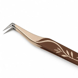 Pince à épiler de précision SHEARS BEAUTY en acier inoxydable, couleur or rose, design feuille de lune, durable, antistatique, pointe lisse et dentelée - Product Image 4