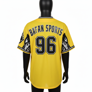 T-shirt 100% coton pour homme, coupe ample, imprimé, style baseball, avec empiècements en maille respirante en polyester, logo personnalisé en twill. - Product Image 2