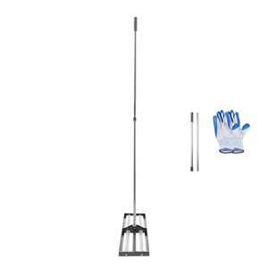 Râteau à gazon robuste et amélioré en acier inoxydable de 48 pieds x 10 pouces avec rouleau, manche réglable de 83,9 pieds, construction métallique - Product Image 1