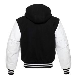 Men's Baseball Letterman Varsity <b>Jackets</b> Genuine Leather Sleeves Team Wool Hooded Baseball <b>Jackets</b> - Product Image 5