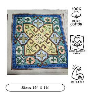 Premium Kashmiri Floral Cushion <b>Cover</b> Cotton 16" Silk Thread Aari Work <b>Throw</b> Pillow <b>Cover</b> Zip Closure Pure Cotton Sustainable - Product Image 3