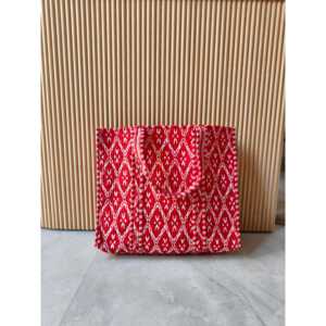 Bolso Tote de Algodón Acolchado Hecho a Mano en India |   Bolsa de Tela Reutilizable Ecológica. Bolsa Promocional Indie Love - Product Image 1