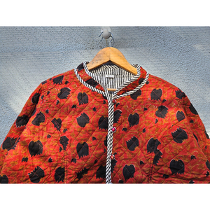 High Quality Women <b>Quilted</b> Cotton <b>Jacket</b> Floral <b>Pattern</b> Button Front Regular Fit Autumn Winter Outerwear gift for her - Product Image 4