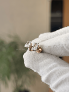 Modern 14k Gold Stud Earrings Featuring 0.938 Carat Radiant Cut Lab Grown Diamonds Geometric Open <b>Frame</b> Fine Jewelry For Women - Product Image 4