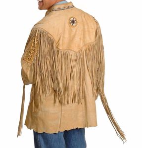 2026 New Design <b>Jacket</b> Mens Western Fringe <b>Leather</b> <b>Jacket</b> Genuine <b>Suede</b> Cowboy Coat Long Tassel Buckskin Style Rodeo Ranch Wear - Product Image 2