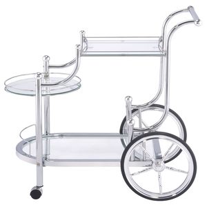 Chariot de service à 3 niveaux Reia Chrome avec roulettes, îlots et chariots de cuisine - Product Image 4