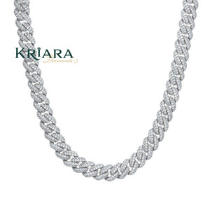 Collar de Cadena de Eslabones de Plata S925 con Baño de Rodio y Moissanita para Hombre, Corte Brillante Redondo, Micro Pavé, Joyería de Destaque para Uso Diario - Product Image 3