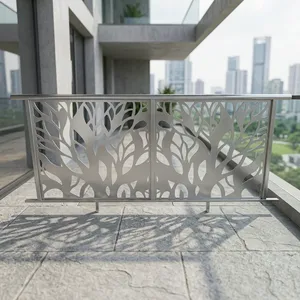 Panneau décoratif moderne en métal blanc pour balustrade de balcon, motif branche d'arbre découpé au laser, résistant à l'eau et à la rouille, pour escalier et extérieur de maison - Product Image 2