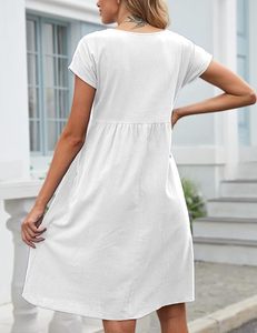 Dresses <b>for</b> Women Casual Cap Sleeve Boat Neck Tshirt Dress Midi Dress with Pockets Hawaiian Dresses <b>for</b> Women - Product Image 3