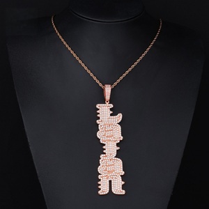 Pendentif personnalisé en argent 925 pour homme, motif graffiti, léger, serti de diamants Moissanite, certifié, style Hip Hop, bijoux en or rose - Product Image 1