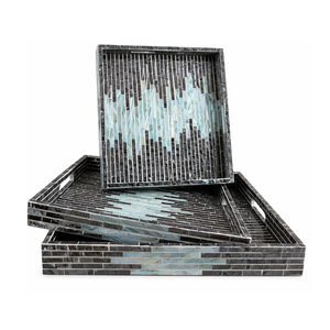 Plateau de service artisanal en nacre incrustée, plat décoratif pour l'accueil, rangement durable pour articles ménagers - Product Image 2