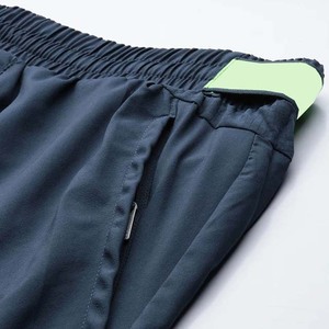 Shorts de sport pour homme bleu marine à séchage rapide avec poches, taille élastique, longueur mi-cuisse, tenue décontractée - Product Image 3