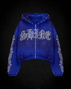 BRAND Men's Leopard Print Hooded Fleece <b>Jacket</b> <b>Rhinestone</b> Embossed Streetwear Oversized Winter Coat - Product Image 2
