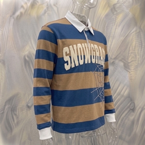 Chemise de rugby rayée Snowgrace à manches longues, col rabattu, coupe classique, adulte, toutes saisons, logo imprimé à l'écran - Product Image 2
